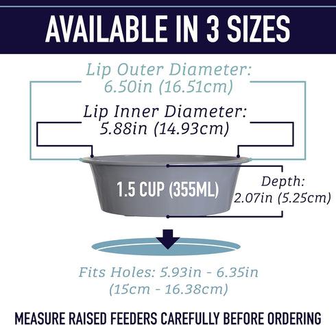 Leashboss Dog Bowl Slow Feeder, Maze Food Bowl Compatible with Raised Pet Feeders, 1.5 Cup, Blue