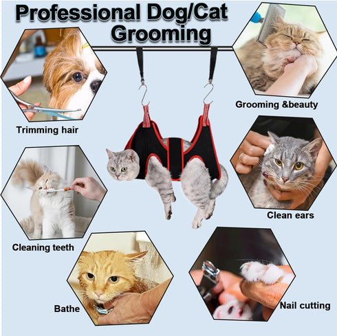 Cat Grooming Hammock Harness for Small Dogs, Pet Restraint Bag for Nail and Ear Care, XS Size