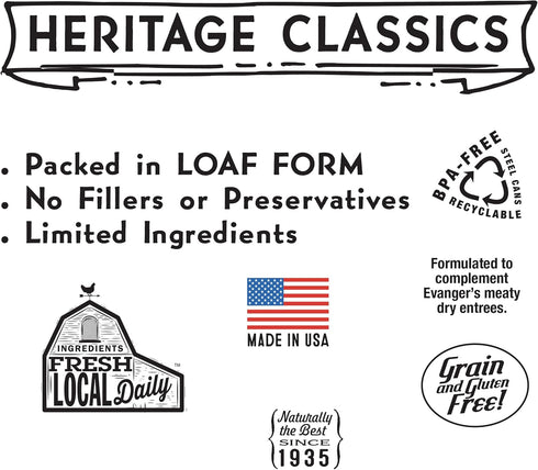 Evanger's Heritage Classic Beef Dog Food, 12 Count, 12.5 oz Each, Grain & Gluten Free, Kosher Certified