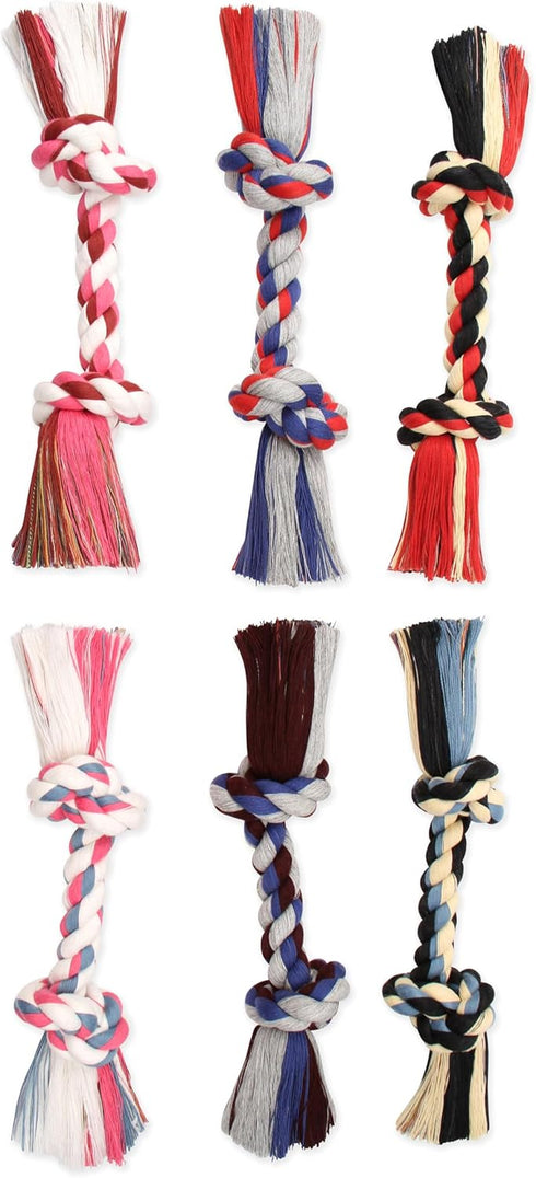 Mammoth Pet Products Flossy Chews Cottonblend Color Rope Bone, 12-Inch, Medium, MultiColored