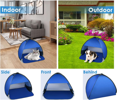 Mini Tent for Pets, Small Dog Tent for Beach, Portable Pop Up Sun Shade Shelter with Phone Compartment for Camping