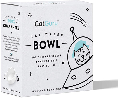 CatGuru Whisker Stress Free Cat Water Bowl, Non Slip Feeding Bowls, Shallow Cat Food Water Bowls (Marshmallow)