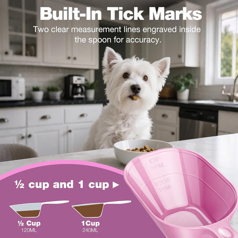 2 Pack, Dog Food Scoop Pet Cup Capacity Cat Food Scooper With Measuring Lines For Dog, Puppy and Cat Coffee Bean, Flour