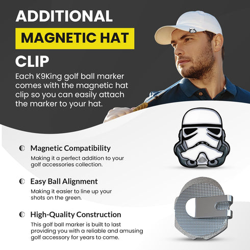 Ultimate Dark Side Trooper Golf Ball Marker with Magnetic Hat Clip, Premium Enamel Golf Accessories