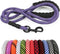 MayPaw Heavy Duty Rope Dog Leash - 3/4/5/6/7/8/10/12/15 FT Nylon Pet Training Leash, Soft Padded Handle, Purple Black