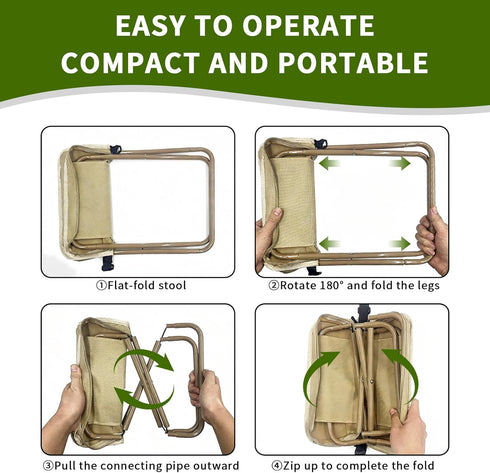 MealFlow Pro Backpack Portable Foldable Stool, Pocket Chair Camping Fishing Stool, Mini Outdoor Camping Stools Sling