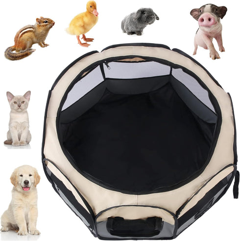 Pet Puppy Dog Playpen, Portable Foldable Cat Tent Crate, Indoor Outdoor Playground 29x16 (Grey)