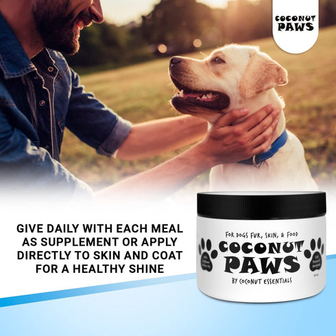 Coconut Paws Coconut Oil for Dogs Skin and Coat, Itching Relief, Hot Spot Treatment, 8oz - COCONUT ESSENTIALS
