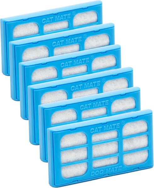 Cat Mate 6-Pack Replacement Fountain Filter Cartridges, Compatible with Cat Mate / Dog Mate Fountains