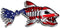 USA Bone Fish Sticker - 2 Pieces (2 Right) Patriotic American Flag Fishing Decal Vinyl Die Cut