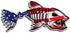 USA Bone Fish Sticker - 2 Pieces (2 Right) Patriotic American Flag Fishing Decal Vinyl Die Cut