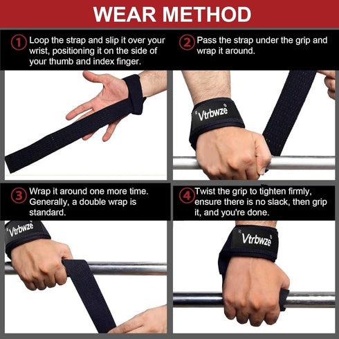 Vtrbwze Gym Lifting Straps for Weightlifting & Deadlift - Non-Slip Silicone Grip, Padded Wrist Support