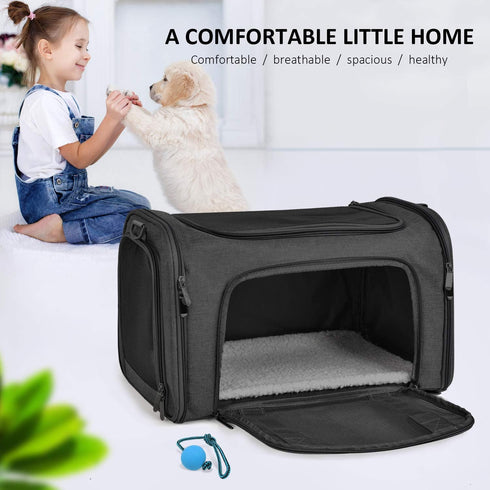 Henkelion Pet Carrier for Small Medium Cats Dogs Puppies up to 15 Lbs - TSA Airline Approved Soft Sided, Collapsible