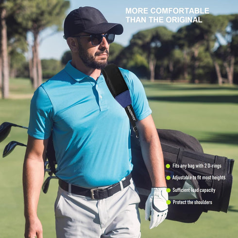 Golf Bag Shoulder Strap - Upgraded Single Padded Adjustable Straps Universal Replacement (Black, 1 Pack)