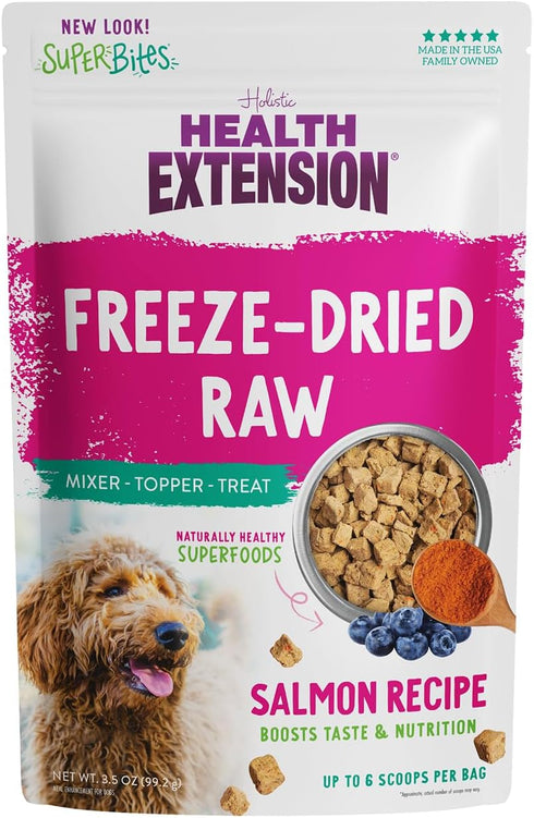Health Extension Super Bites Freeze-Dried Raw Salmon Recipe, 18 oz, Supports Digestive Health