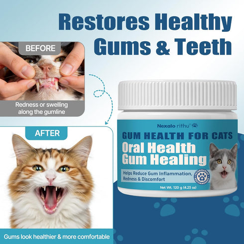 Nexalo rithu Inflammation, 4.23 oz (120 Cat Dental Care Cat Gingivitis Treatment, Helps Reduce Gum Redness & Oral