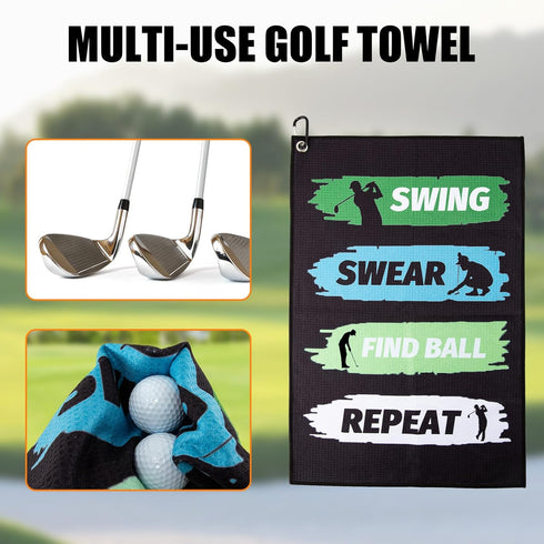 Golf Towel, Printed Golf Towels for Bags with Clip, Funny Golf Gifts for Men, Golfers, Birthday Gifts