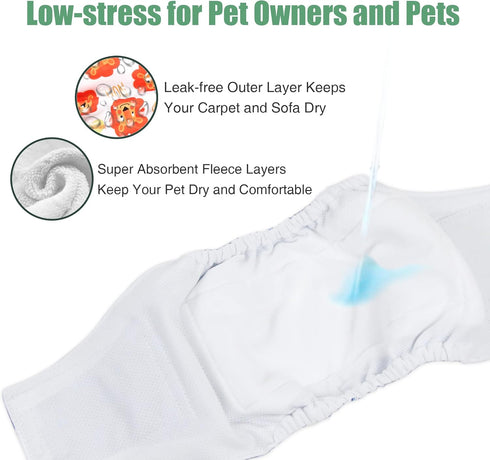 Wegreeco Washable Male Dog Belly Band - Pack of 3 Stylish Pattern Dog Diapers for Male Dogs, Size S