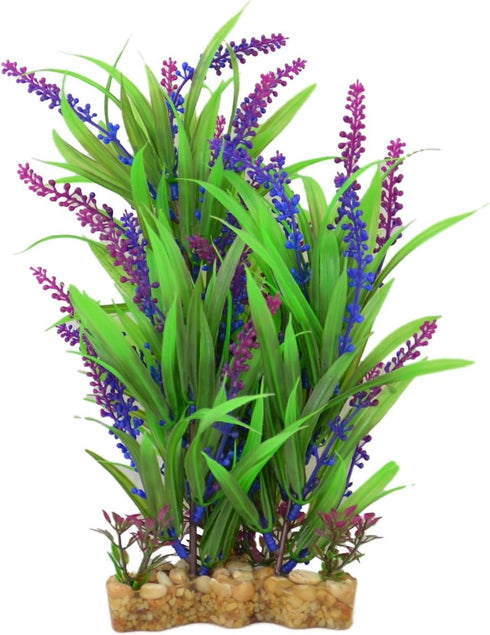 CNZ Aquarium Decor Fish Tank Decoration Ornament Artificial Plastic Plant Green/Purple, 11-inch