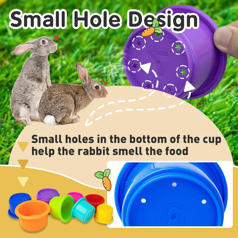 Iffitya 8 Pcs Colorful Stacking Cups for Rabbits, Colorful Bunny Cups for Rabbits and Small Animals, Nesting Rabbit