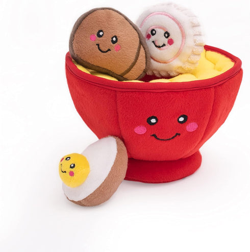 ZippyPaws Burrow Food Buddies Ramen Bowl - Colorful Interactive Dog Toys for Boredom, Hide and Seek Plush Puzzles