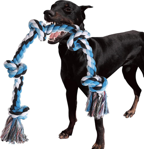 Dog Rope Toys for Large Dogs, Heavy Duty Tough 3 Feet 5 Knots, Indestructible Chew Toys for Aggressive Chewers