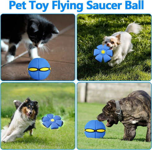 FlidRunest 3PCS Flying Saucer Ball Toy - Interactive Dog Disc Ball with 3 Lights for Dogs Games