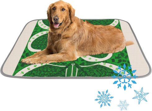 imiBBWQu Cooling Mat for Dogs St Patrick Day Shamrock Dog Cooling Pad Washable