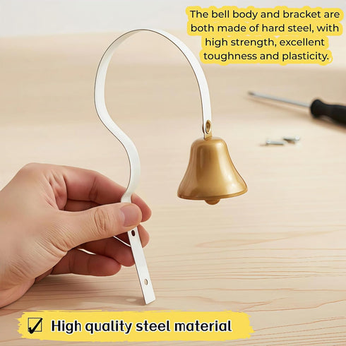 7.09 Inch 3 Dog Doorbell for Potty Training, Wall Mounted Bronze Bell with White Metal Bracket, Height, Includes