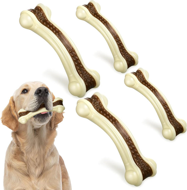 Sosation Chew Toys for Aggressive Chewers - Large Breed Beef Flavor Durable Nylon Bones for Puppies.