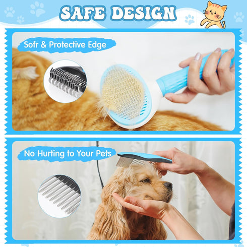 10 Trimmer Teenyyou Cats Grooming Kit - Pcs Pet Self Cleaning Kit for Indoor Long Hair Cats Include Brush Bath Brush