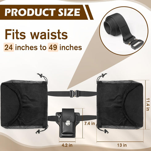 ProtectHobby 2 Mushroom Foraging Bag Kit with Adjustable Waistband - Folding Mesh Bags & Leather Tool Pouch, Suitable