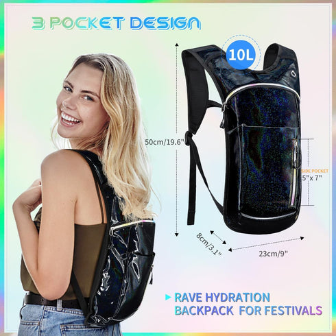Hydration Backpack with 2L Water Bladder, Lightweight Insulation Pack for Men and Women, Raves, Hiking