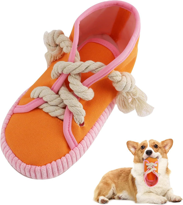 vocheer Dog Chew Toy, Durable Interactive Squeaky Puppy Toy for Small, Medium Breze, Teething Shoe, Machine Washable,