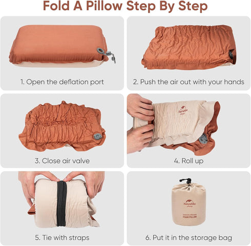 Naturehike Camping Pillow, Self-Inflating Ergonomic Travel Pillows for Camping, Hiking, Backpacking, High-Resilience