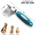Poodle Pet Dematting Fur Rake Comb Brush Tool - Dog and Cat Comb with Long 2.5 Inches Steel Safety Blades for Detangling Matted or Knotted Undercoat Hair (Blue, Dematting Comb)