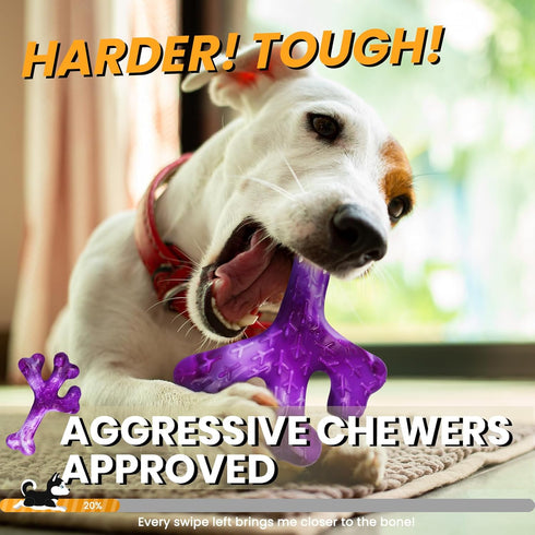 Dog Toys for Aggressive Chewers, 2 Pack Tough Chew Toys, Indestructible Beef Bacon Flavor for Large Dogs