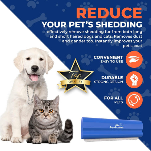 EasyGroomer Deshedding Brush for Dogs Cats | Blue | Undercoat Tool for Large and Small Pets