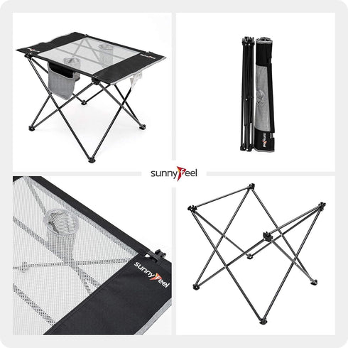 SUNNYFEEL Outdoor Folding Table - Lightweight Compact Camping Table, Roll Up Top Portable Small Camp Tables