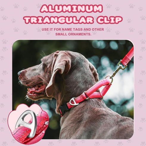 Martingale Dog Collar, Pink Light-Reflective Polyester for Whippets, Greyhounds, No-Pull No-Escape Adjustable Collars