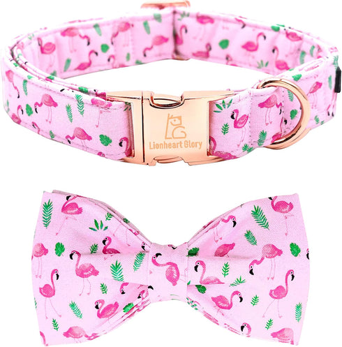 Lionheart Glory Dog Bow Collar, Valentine's Day Dog Collar for Small Dogs, Pink Collar with Bowtie Spring Design