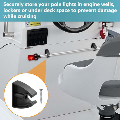 SHILIU 3/4 Inch 7571l7, Boat Pole Storage Clip, Black Pole Holders for Attwood Marine Holder Stern & Navigation Light