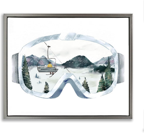 Stupell Industries Ski Mountain Reflection in Sports Goggles, Winter Forest Design by Ziwei Li