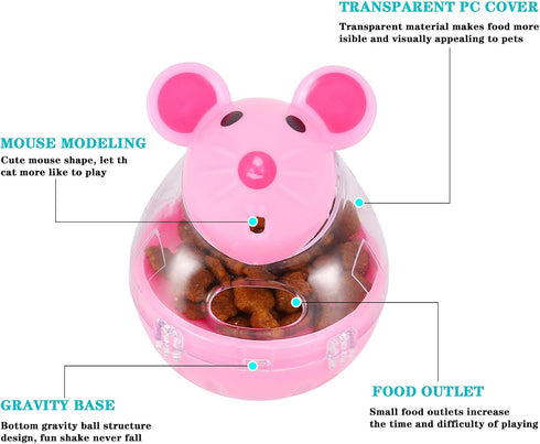 2Pcs Cat Treat Dispenser Toy, Mouse Shape Interactive Toy and Food Dispenser for Pet, Increases IQ