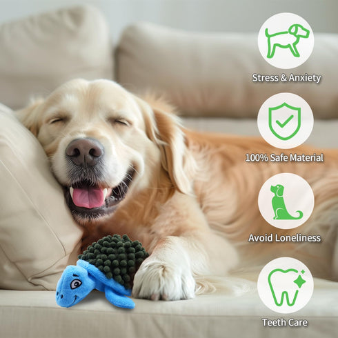 Turtle Squeaky Dog Toys with Ball - 2-in-1 Plush Toys for Small Breeds, BPA-Free Rubber & Soft Fabric for Interactive