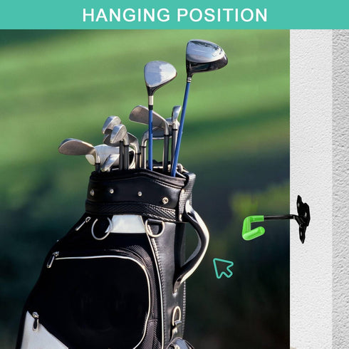 Wall Mounted Golf Bag Hook, 2 Bags Storage Racks for Garage Organization, Space Saving Hanging Organizer
