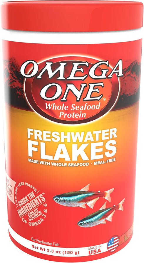 Omega One Freshwater Flakes, 5.3 oz Fish Food
