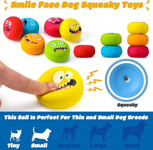 12 Hungdao Pcs Squeaky Dog Toys Latex Rubber Squeaky Ball Smile Face Emoticon Dog Toys Chewing Interactive Ball Bulk