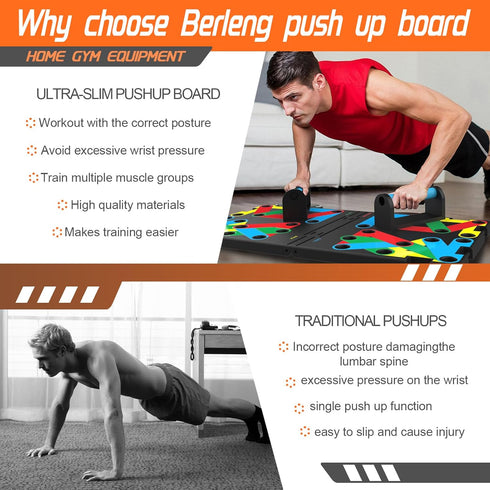 Solid Push Up Board 15 in 1 Home Workout Equipment, Multi-Functional Pushup Stands for Strength Training
