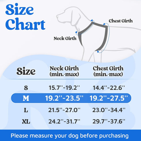 rabbitgoo Dog Harness Medium Sized, No Pull Dog Vest Harness with 3 Buckles, Adjustable Soft Padded Pet Harness with Easy Control Handle and Reflective Strips, Blue, M